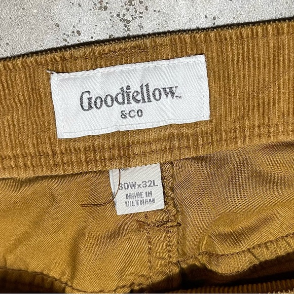 Goodfellow Brown Corduroy Pants Slim Fit 30x32 Preppy Casual - Picture 6 of 8